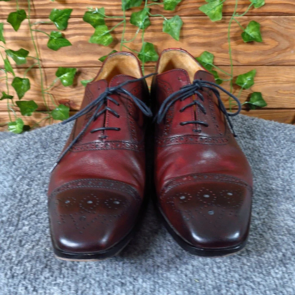 Mercanti Fiorentini 7588 Mens Oxford Shoes Size 12 Formal Dress Burgundy Leather